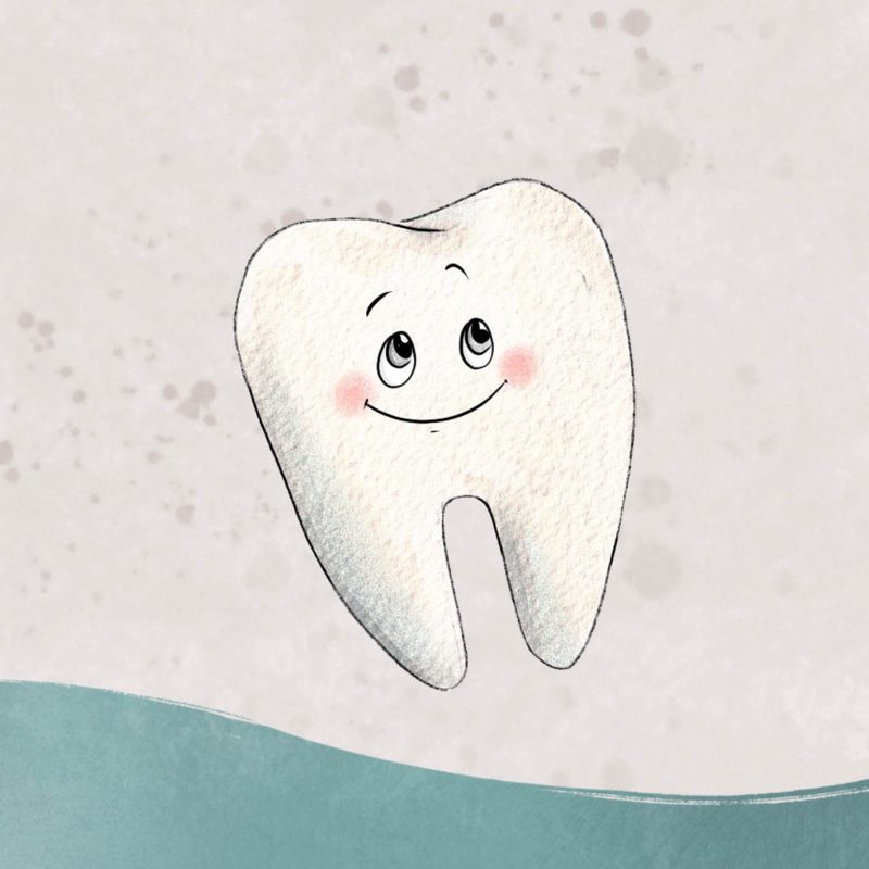 Illustration von einem Zahn mit einem Lächeln